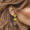 Yellow Jade Leopard II Earrings | Silver - Muze Earrings