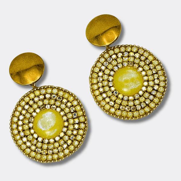 Yellow Luminous Halo Earrings | Gold - Muze Earrings