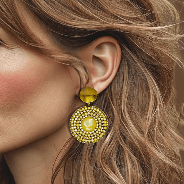 Yellow Luminous Halo Earrings | Gold - Muze Earrings